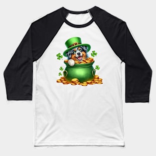 St Patricks Day Australian Shepherd Dog Baseball T-Shirt